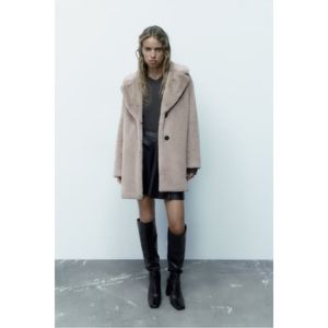 Zara Faux Fur Coat Sand Color NWT